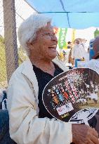 Old woman continues protesting base relocation in Okinawa