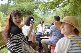 Tourists enjoy tram ride on old railway line