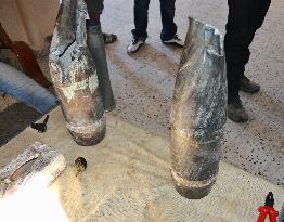 Shell parts found in destroyed area in Gaza