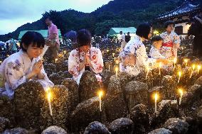 Candle-lighting ritual in Kyoto for deceased