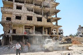 Building in ruins after battle in Syria