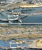 Town landscape before and after 2011 disaster