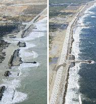 Coastal breakwater rebuilding in progress in north Japan