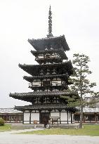 Yakushiji east pagoda in Nara before repair
