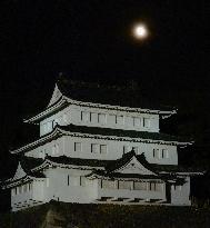 Harvest moon over Nagoya Castle