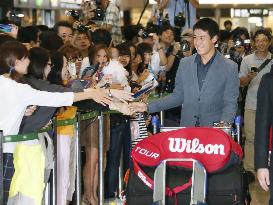 U.S. Open tennis runner-up Nishikori returns home