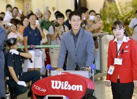 U.S. Open tennis runner-up Nishikori returns home