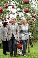 Emperor, empress visit apple orchard in Aomori Pref.
