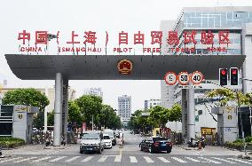 Gate of pilot free trade zone in Shanghai