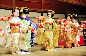 Classic Japanese dancers practice for performance