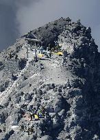 Rescue operations at summit of Mt. Ontake
