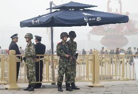 Police guard Tiananmen Square