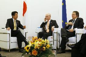 Abe meets Van Rompuy, Barroso
