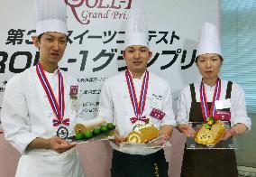 Prize winners in contest for Japan's best Swiss roll