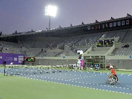 Few spectators watch wheelchair tennis at Asian Paralympics