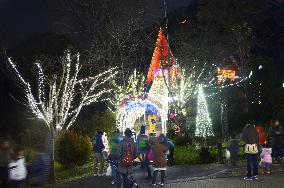 Christmas tree lit at 'Santa Land' on Hokkaido