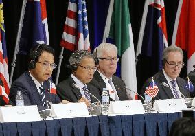 Japan TPP minister Amari attends press conference