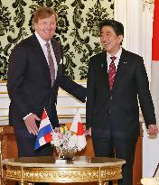 Japanese PM Abe talks with Dutch King Willem-Alexander