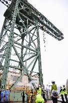 Scottish officials check historic crane in Nagasaki