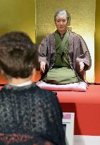 Humanoid robot of master 'rakugo' storyteller on show