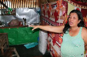 Filipino typhoon victim lives in temporary housing