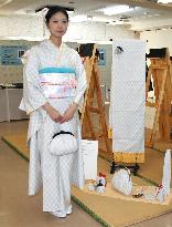 Kimono exhibition combines Kagoshima fabric with Kyoto sash