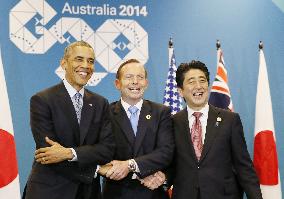 U.S., Australia, Japan leaders meet in Brisbane