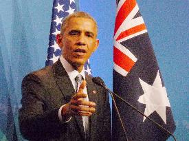 U.S. Pres. Obama speaks after G-20 summit in Brisbane