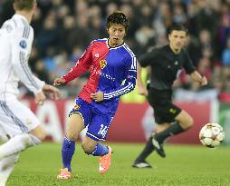 Basel's Kakitani in action in UEFA CL match