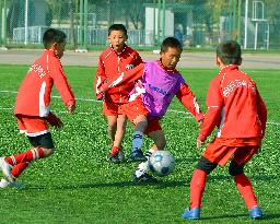 N. Korean children practice soccer at intensive school