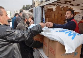 Ration distribution point in Syria