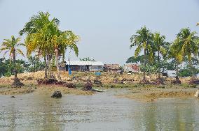 Bangladeshi lowland submerged by rising sea level