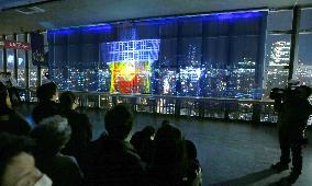 Night view, 3D image projection on Tokyo Tower start