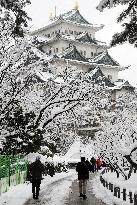 Snowcapped Nagoya Castle amid heaviest snowfall in 9 years