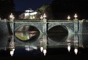 Nijubashi Bridge at Imperial Palace illuminated with LEDs