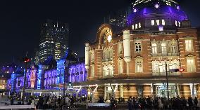 Tokyo Station lit up to mark 100th anniversary