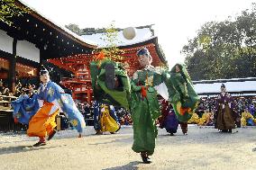 Ancient court football game played at shrine festival