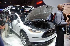 Tesla Motors exhibits new SUV at U.S. trade show