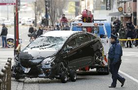 Car plows into pedestrians in central Osaka