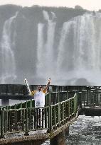 Olympic torch arrives at Iguazu Falls