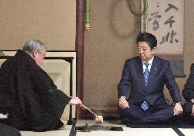 Abe at New Year tea ceremony