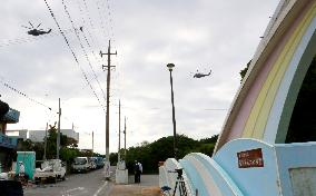 Evacuation drill at Okinawa school