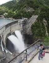 Annual water discharge begins at Kurobe Dam