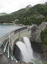 Annual water discharge begins at Kurobe Dam