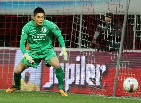 Kawashima saves shot in Belgian league soccer match