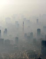 A foggy Tokyo aerial view