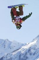 Japanese snowboarder Kadono practices in Sochi