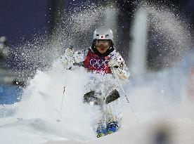 Japanese skier Nishi practices on moguls course in Sochi