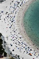 Crowded beach in Wakayama Pref.