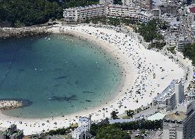 Crowded beach in Wakayama Pref.